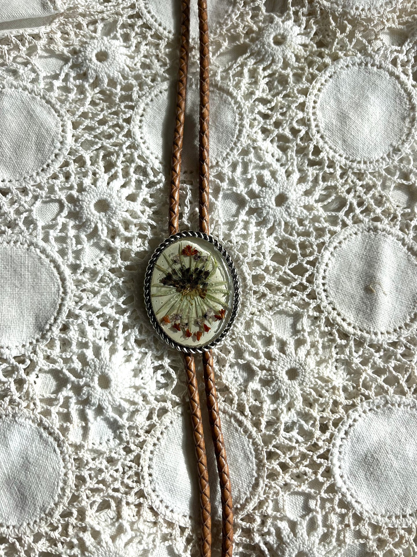 Cacti + buckwheat Classic Oval Bolo Tie B