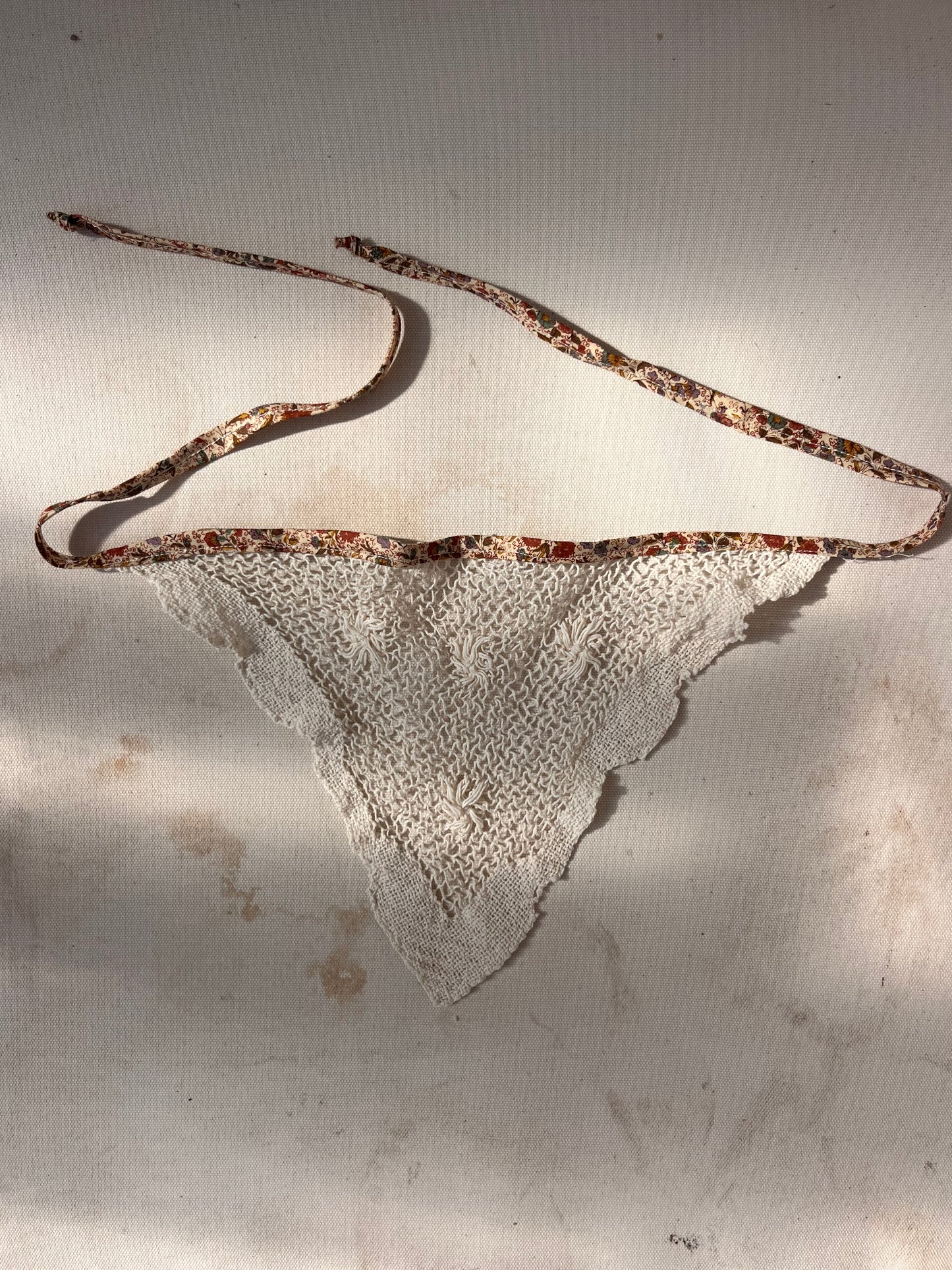 Vintage Lace + floral binding Bandana