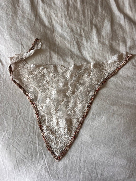 Vintage Lace Scarf with floral binding